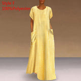 Printed Maxi Dress 2022 Casual Women's Summer Sundress VONDA Bohemian Female Printed Robe Short Sleeve