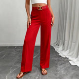 Fongt Women's Casual Fashion. Waist Wide Leg Trousers Thin Loose Trousers