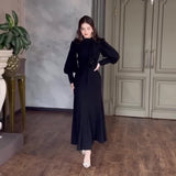 Fongt New Women's Temperament Elegant Irregular Thin Splicing Dress