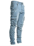 Fongt New Elastic Jeans Men's Side Pocket Slim Foot Skinny