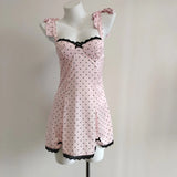Fongt Style Collar Wave Point Sling Dress Woman 2025 New Summer High-End Feeling Waist-Back Sling Bow Skirt