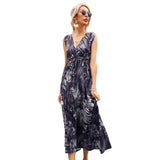 Women's Wear Station Summer New Print Sexy V Collar Sleeveless Dress-Outfit
