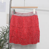 Fongt Tassel Dress Girl Autumn Design Small Babes Dance Irregular A Short Skirt 9039