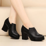 women's spring and autumn shoes thick high heels fashion women genuine leather shoes first layer of cowhide platform