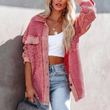 Patchwork Leopard Print Women Imitate Denim Coat Casual Loose Femme Long Sleeve Single Breasted Jacket Loose Lapel