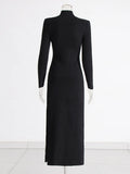 Spring 2025 New Personality Trend Wind Collar Splicing Design Sense Slim Thin Long Sleeve Dress