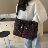 Printed Cherry Large Capacity Shoulder Bag-Outfit
