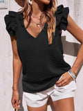 Fongt Spring And Summer Women's Casual V-Necked Leaf-Side Vest Shirt Summer Sleeveless Shirt