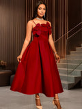 Fongt Sling Three-Dimensional Floral Dress Banquet High-Waist A-Word Swing Pony Dress Dresses
