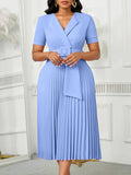 Fongt Sexy Short-Sleeved V-Neck Fashion Elegant Pressure Folding Large-Size High-Waisted African Dress