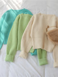 New 2022 Pullovers Minimalist Korean Fashion Spring Autunm Women's Chic Sweater Elegant Sweet Lady Short Tops