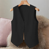Fongt Suit Vest Young Vest Spring And Autumn New Repair Women Black Short Female Horse Clip Small