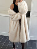 Fongt 2025 Winter Imitation Fox Hair Long Thick Hair Tip Gradient Color Coat Autumn And Winter New Woman