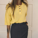 Fongt Button Polo Shirt Five-Sleeve Dopamine Loose Top Female Senior Feeling Lazy Wind Summer