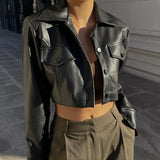 Fongt 2023 Hot Style Women's Sexy Crop Hot Girl Motorcycle Suit Single Breasted Jacket