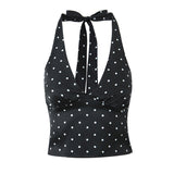 Fongt New Wave Point Printing Hanging Neck Sling Slings Wave Point Skirt Set