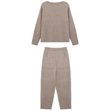 Fongt 2025 Autumn And Winter New Set Of Sweater Thin Knit Trousers Casual Suit Women's Two-Set