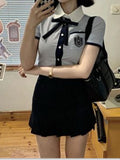 Style Small Pure Style Suit Female JK Uniform Shirt Summer Short Waist Short Skirt Two-Piece Suit-Outfit