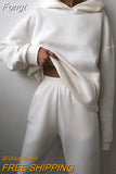 Suit Solid Casual Tracksuit Women Fleece 2 Pieces Set Winter Spring Sports Warm Sweatshirts Pullover Sweatpants
