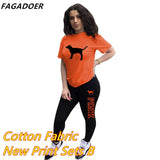 Summer Casual PINK Letter Print Two Piece Sets Women Short Sleeve Top And Skinny Pants Tracksuits Famale 2pcs
