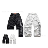 Fongt New Popular English Draft Design Men's And Women's Wide Leg Pants Side Print Series Trousers