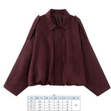 Fongt Women's 2025 New Bat Sleeve Loose-Fitting Velvet Bomber Jacket Jacket
