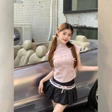New Sweet Half-High Collar Slim Short Blouse Trend Sweet Wind Bow Small Flying Sleeve T-Shirt