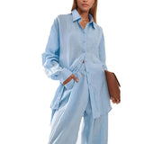 Fongt Women's Design And Casual Suit 2025 Spring New Simple Repair Shirt Trousers Two Sets
