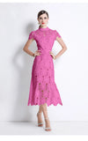 Fongt Sister Fan 2025 Round Collar Short-Sleeved Water-Soluble Lace Hollow Waist-To-Sleeves