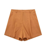 Fall 2024 New Women's Casual Linen Blend Vest Vest Shorts Set W085 8291-Outfit
