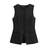 Fongt And Summer New High-Rise Thin Sicilian Vest Wearing Loose Shorts Two Sets