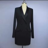 QUALITY New Fashion 2023 Runway Designer Dress Women's Long Sleeve Double Breasted Notched Collar