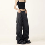 Fongt Cargo Pants Female 2024 Spring / Summer Design Sense Small Loose Versatile Straight Wide Leg Casual Pants-Outfit