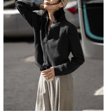 Fongt Sense Simple Collar Jacket 2025 Spring And Autumn Dopamine Eye-Catching Basis Simple Waffle Coat Woman