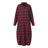 Vintage Women Plaid Checked Long Shirt Dress 2022 Autumn Casual Lapel Neck Long Sleeve Sundress Loose Vestidos Robe