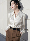 Fongt Light Luxury White Acetic Fascination Stender Shirt Woman 2025 New High-End Feel Chic Shirt Top