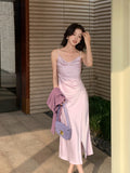 Fongt Xixi 2025 Spring And Summer New High Waisted Shang Noodle Sling Dress High-End Long Dress Women 88169