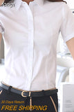Woman Blouses 2023 V-neck Short Sleeve Solid Work Shirts Tops Pretty and Cheap Women's Blouse OL White Female