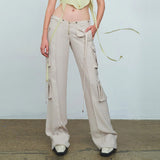 Fongt Sexy V Waist Simple Loose Comfortable Trousers Slimming Casual Small Daily
