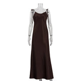Fongt New Women's Sexy Hottie Long Sling Skirt With A Vertical Feeling With A Shoulderless Sleeve