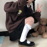 Fongt Soft Sister Student Cartoon Meal Jk Coat Zipper Koloumi Cotton Hoodie Jade Cinnamon Dog Print