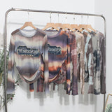 Real Shooting New Long-Sleeved Mesh Spliced Embroidered Denim Bottom T-Shirt Sun Folding Short Top