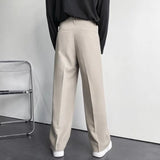 Classic Solid Color Trousers Feel All Kinds Of Men's Casual Pants Live Pleated Spring And Autumn Loose Trousers Korean Version Business-Outfit