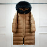 2022 Winter Women's Down Jacket Real Raccoon Fur Hooded Duck Down Coat Waterproof Female Long Puffer Jackets Snow