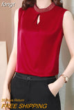 Summer Women's Shirt Chiffon Blouses for Women Sleeveless Solid Shirt Chinese Stand Neck Blouse Female Embroiderey