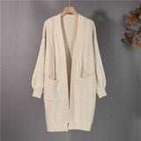 New 2021 Women's Autumn Winter Sweaters Elegant Long Cardigans Warm Oversized Pockets Lady Fashionable Tops