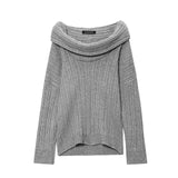 Fongt Homemade New Women's Sleeve Slot Sleeve Shoulder Knitted Sweater