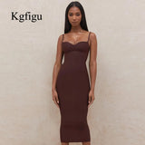 2021 New Arrival Sleeveless Evening Robes Backless Spaghetti Strap Female High Waist Outfits Club Brown Dresses For