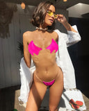 Fongt New Bikini Sexy Horny Bikini Transparent Belt Swimsuit Women's Split Swimsuit-Outfit