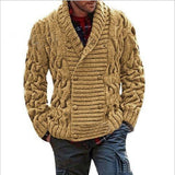 Fongt New Men's V-Neck Double Breasted Thick Knit Cardigan
